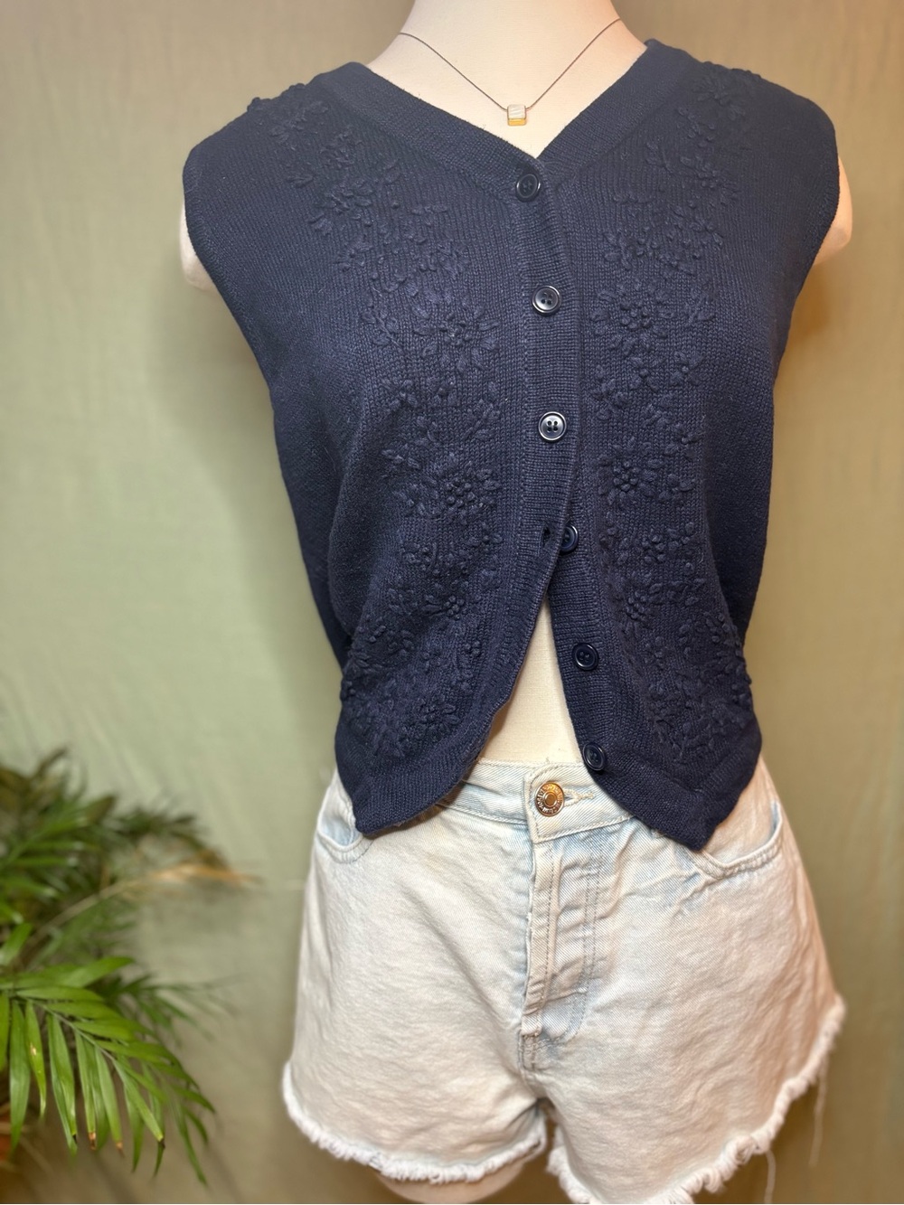 Navy Blue Knit Cardigan